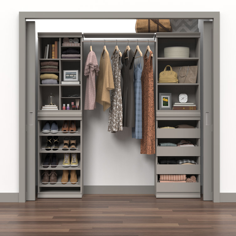 Taupe Modular Stackable Shoe Shelf with Metal Accents