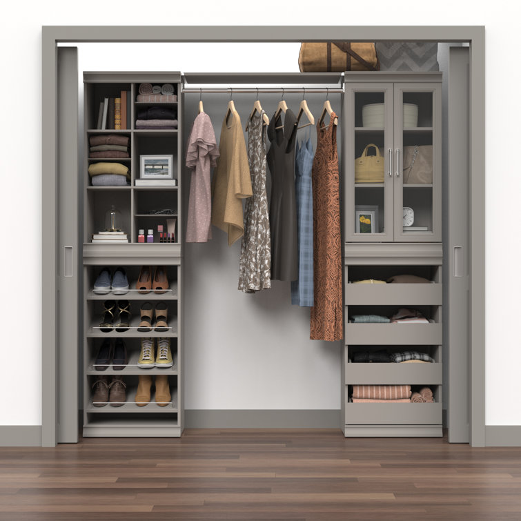 Taupe Modular Stackable Shoe Shelf with Metal Accents