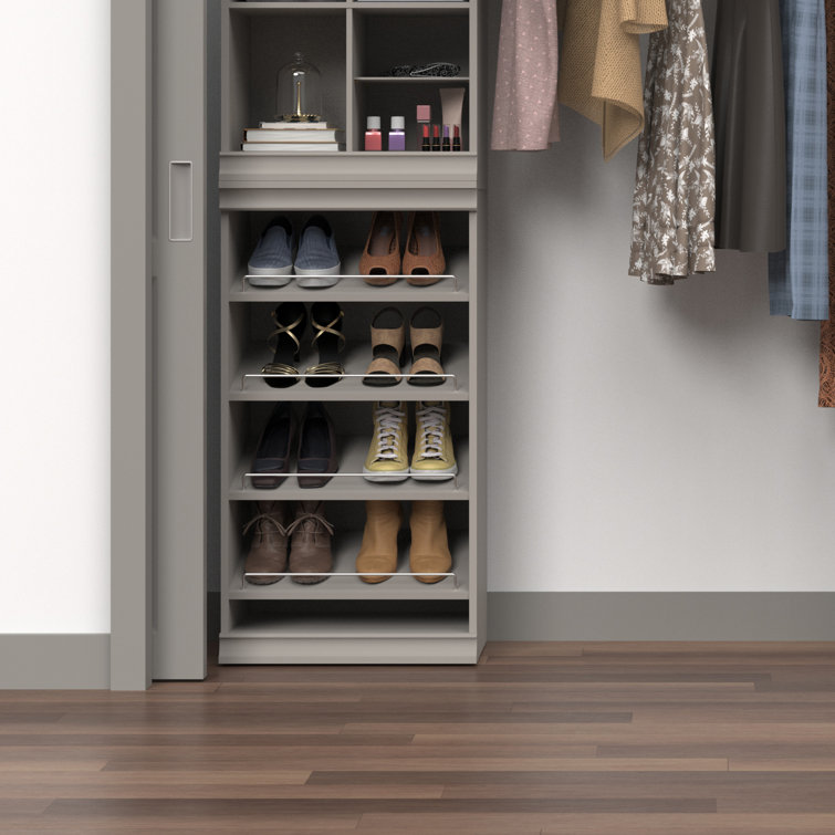 Taupe Modular Stackable Shoe Shelf with Metal Accents