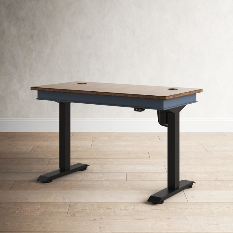 Fairmont Transitional Blue and Brown Adjustable Home Office Desk