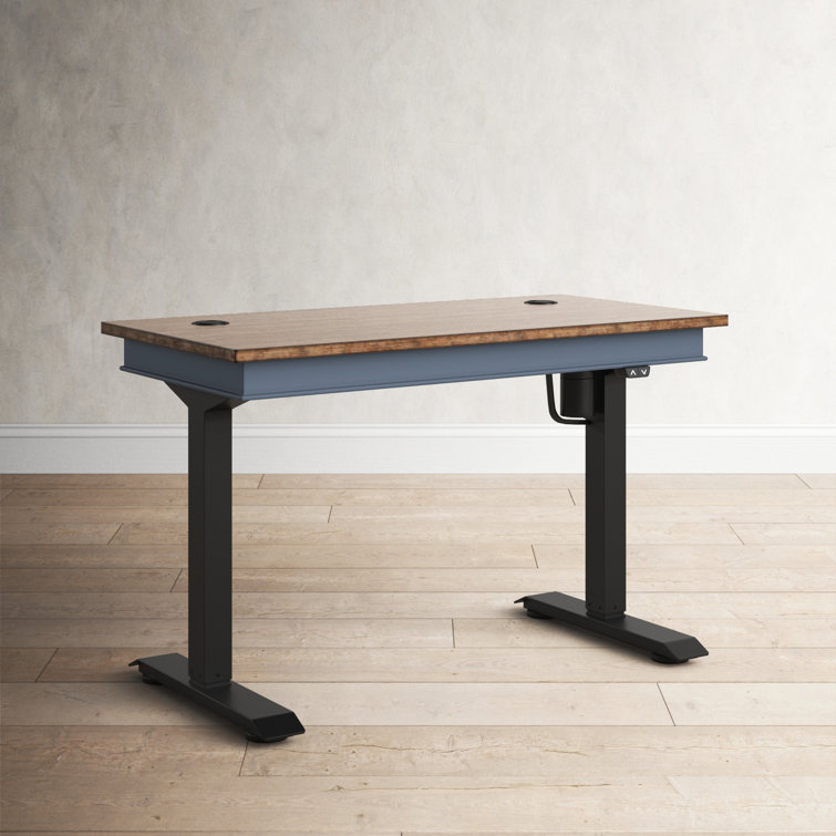 Fairmont Transitional Blue and Brown Adjustable Home Office Desk