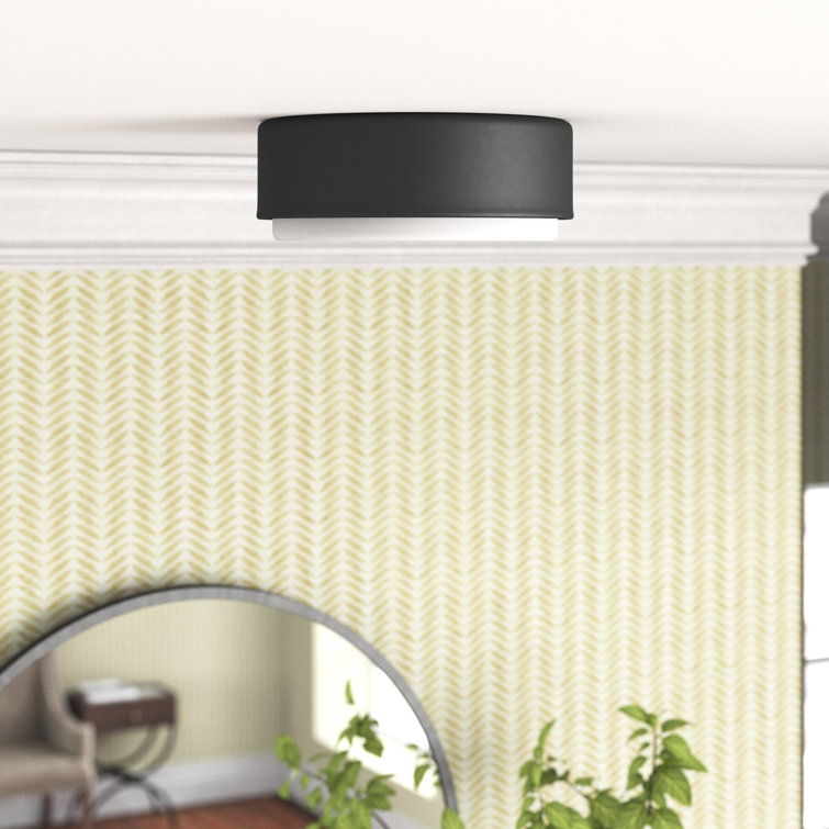 Fitzgerald Black Etched Opal Glass 2-Light Modern Flush Mount