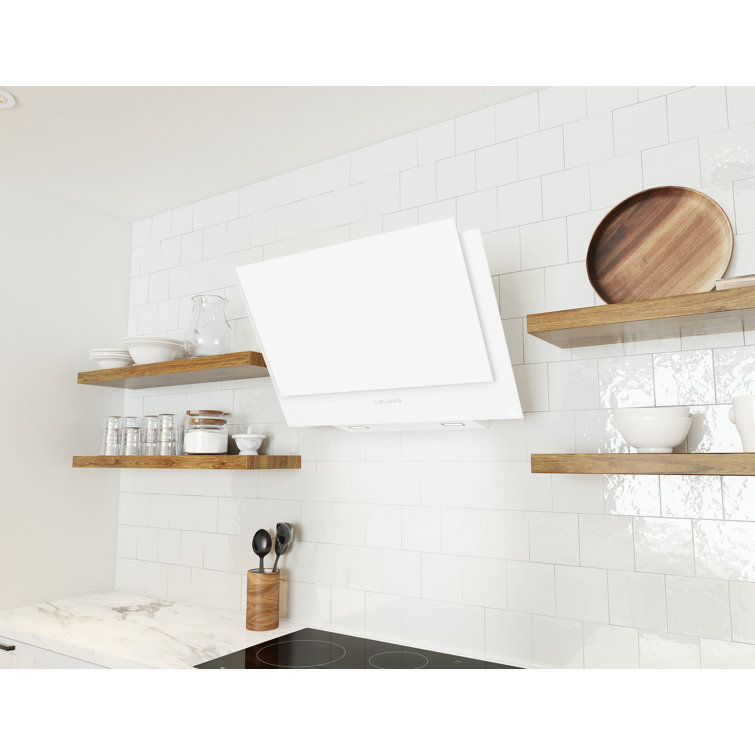 Matte White Convertible Wall Mounted Range Hood with Charcoal Filter