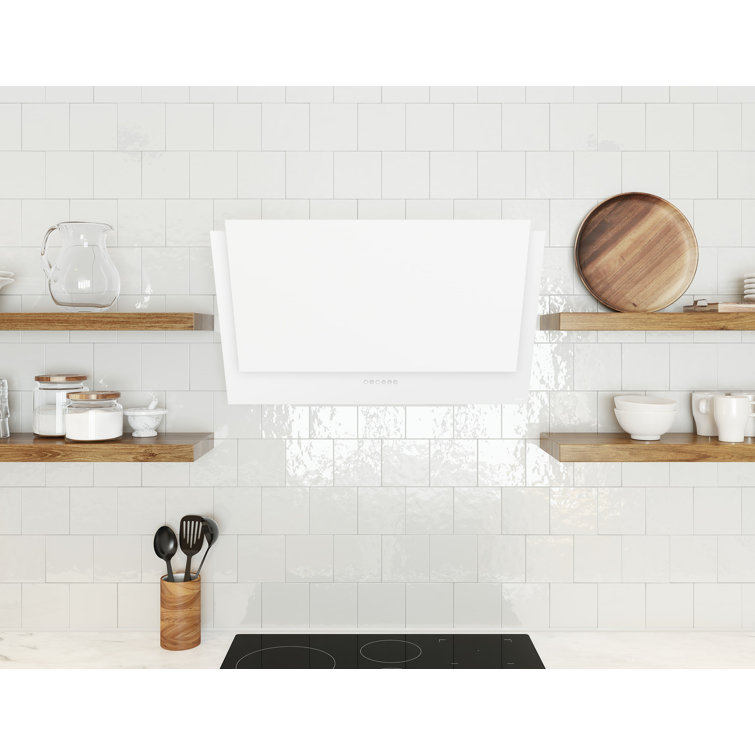 Matte White Convertible Wall Mounted Range Hood with Charcoal Filter