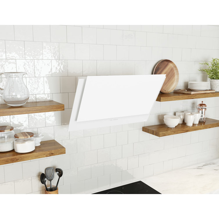 Matte White Convertible Wall Mounted Range Hood with Charcoal Filter
