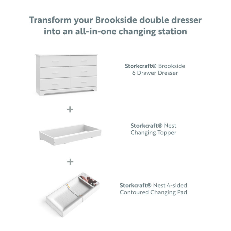 Brookside White 6-Drawer Nursery Double Dresser - GREENGUARD Certified