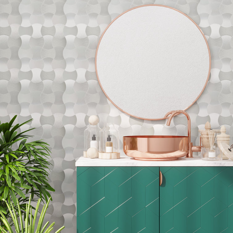 Brushed Silver Aluminum Peel and Stick Mosaic Tile