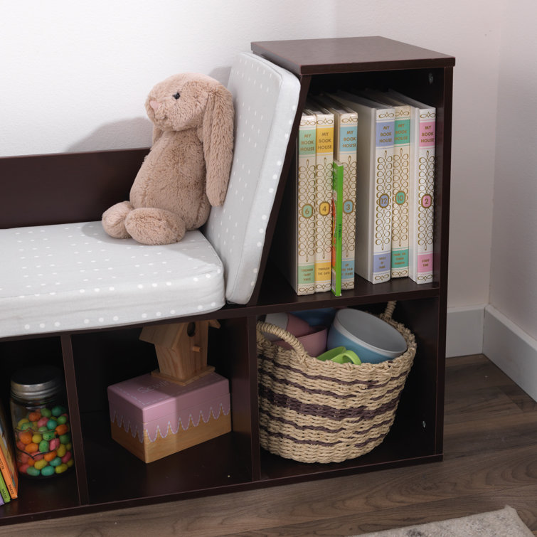 Espresso Kids Bookcase with Reading Nook and Cushions