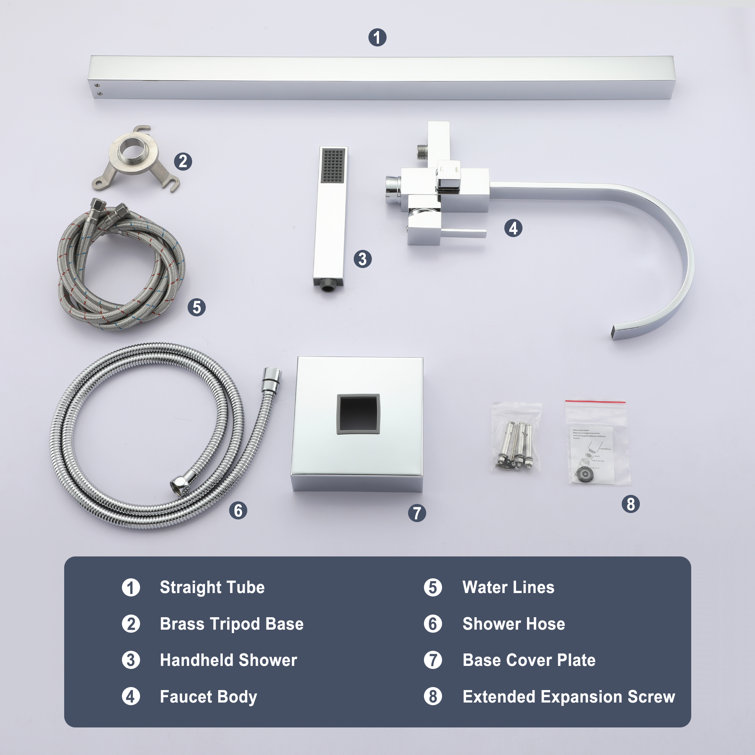 Chrome Freestanding Tub Filler with Handheld Shower