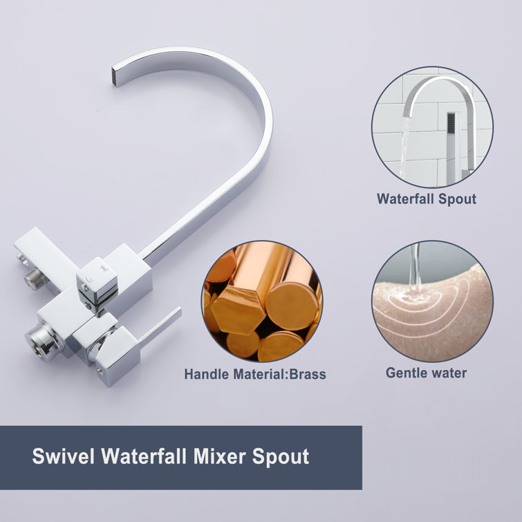 Chrome Freestanding Tub Filler with Handheld Shower
