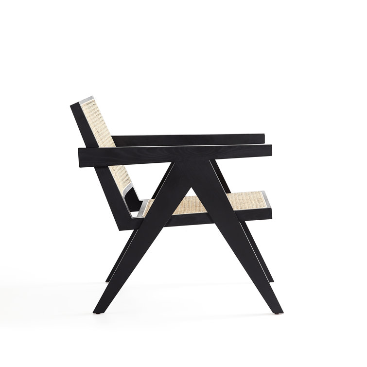 Hamlet Black and Natural Cane Wood Accent Armchair