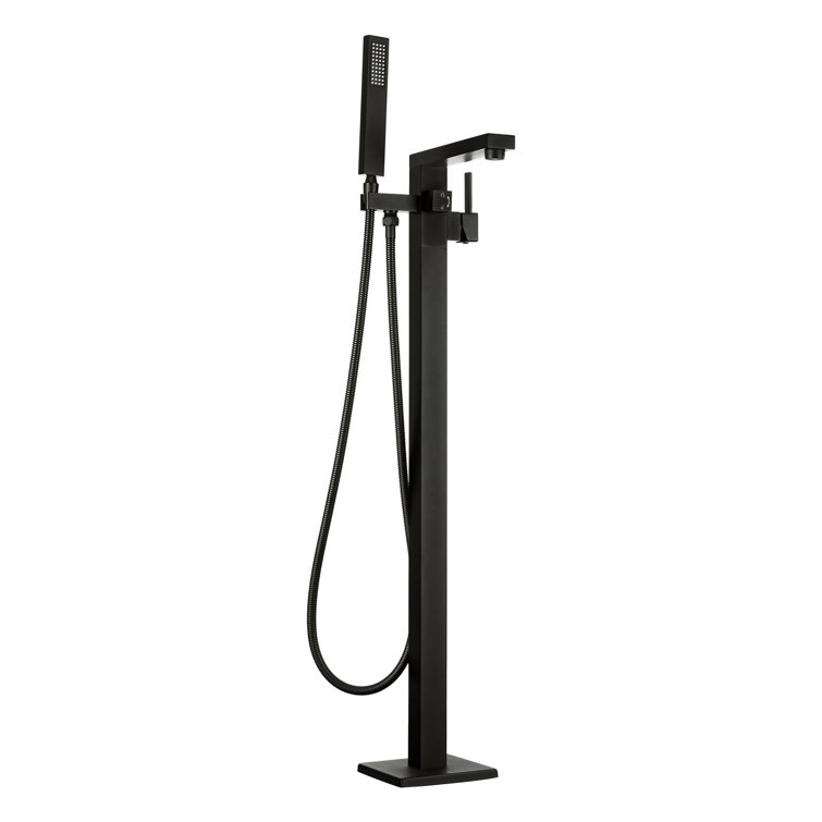 Matte Black Stainless Steel Freestanding Tub Filler with Handshower