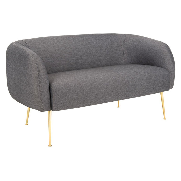 Modern Gray Stone and Gold 55" Stationary Loveseat