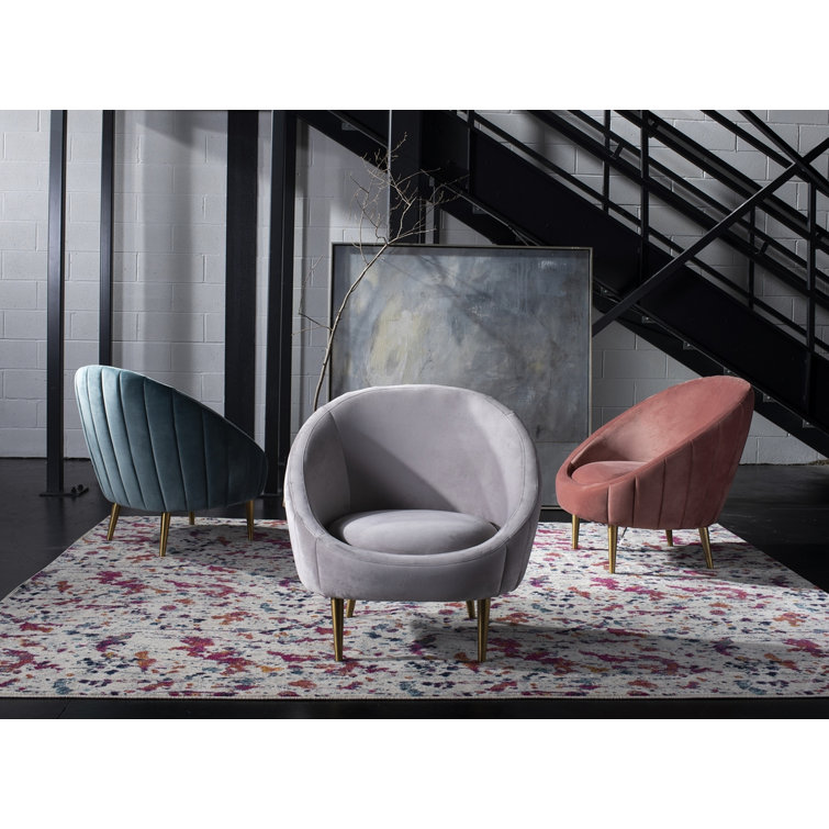 Dusty Rose Velvet Barrel Armchair with Gold Legs