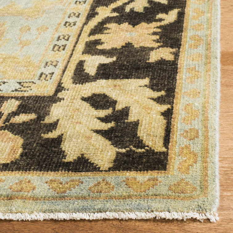 Elegant Oushak Light Blue Hand-Knotted Wool Area Rug, 9' x 12'