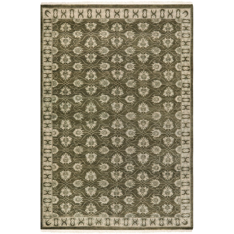 Hand-Knotted Gray Floral Wool 6' x 9' Area Rug