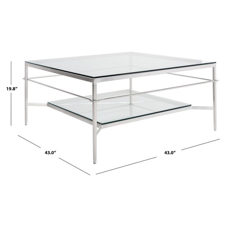 Mieka Silver Glass Coffee Table with Storage Shelf