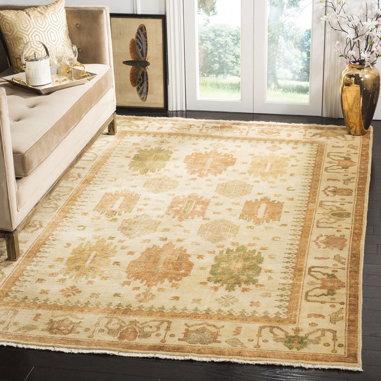 Ivory Elegance 9' x 12' Hand-Knotted Wool Oushak Area Rug