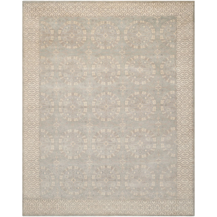 Oushak Blue Hand-Knotted Wool 10' x 14' Area Rug
