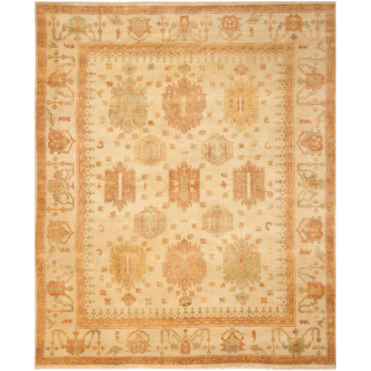 Ivory Elegance 9' x 12' Hand-Knotted Wool Oushak Area Rug