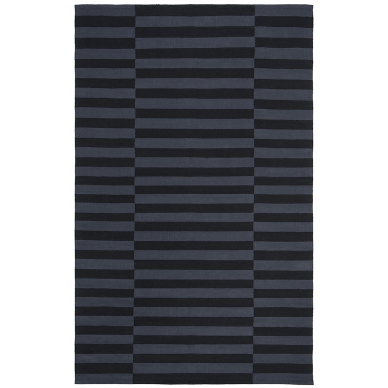 Onyx Cotton Flat Woven Striped Rectangular Rug, 5' x 8'