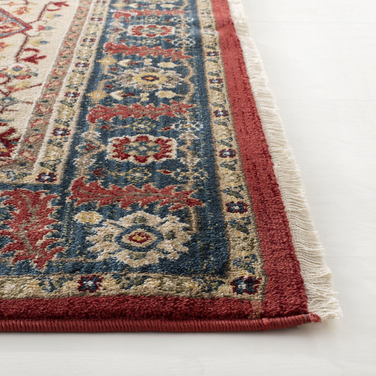 Regal Medallion 8' x 10' Red and Navy Polypropylene Area Rug