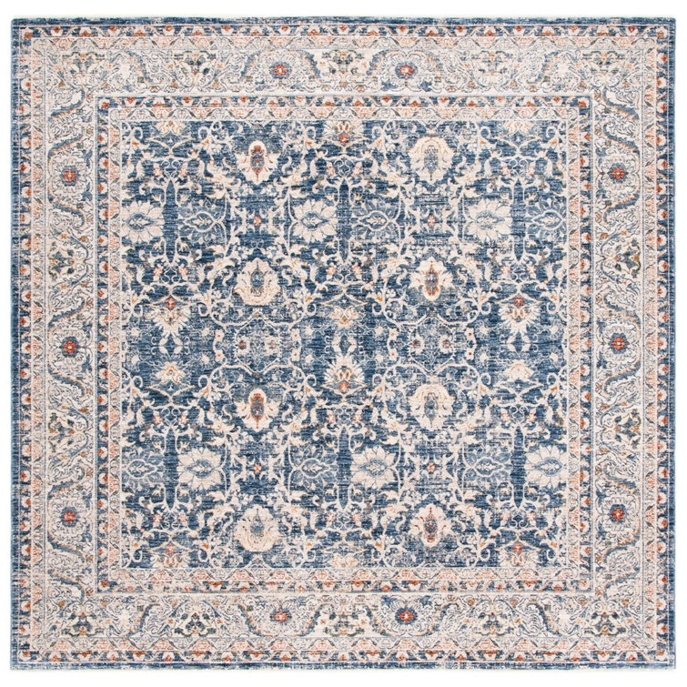 Handmade Navy Synthetic Square Area Rug 84" x 84"