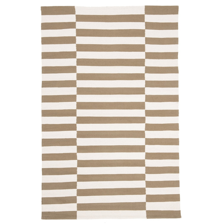 Ludlow Ivory Stripe Handmade Cotton Area Rug 4'x6'