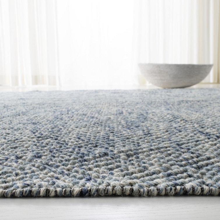 Eleanora Hand-Knotted Blue Wool & Viscose 7' Square Trellis Rug