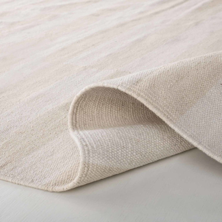 Alabaster Stripe Handmade Cotton Area Rug, 9' x 12'