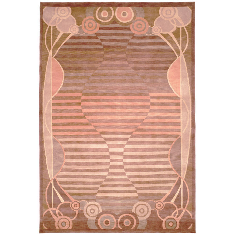 Hand-Knotted Red Geometric Wool 9' x 12' Rug