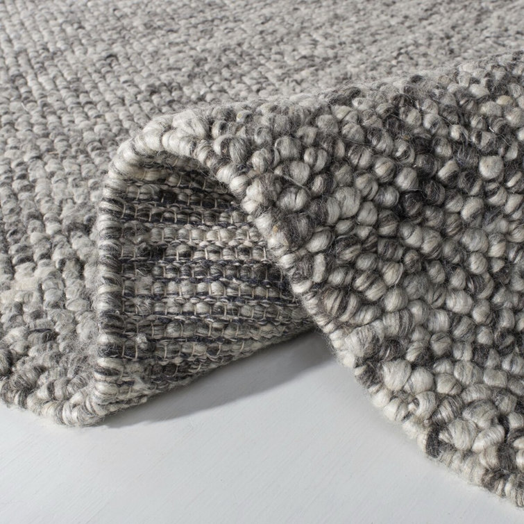 Gray Stripe Hand-Knotted Wool Viscose Cotton Rug 9' x 12'