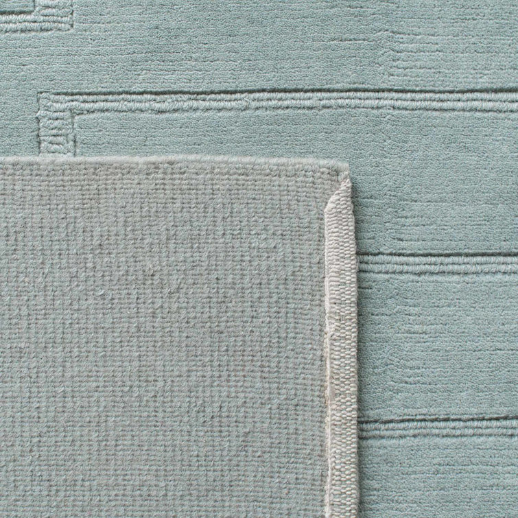 Gray Geometric Hand-Knotted Wool 8' x 10' Area Rug