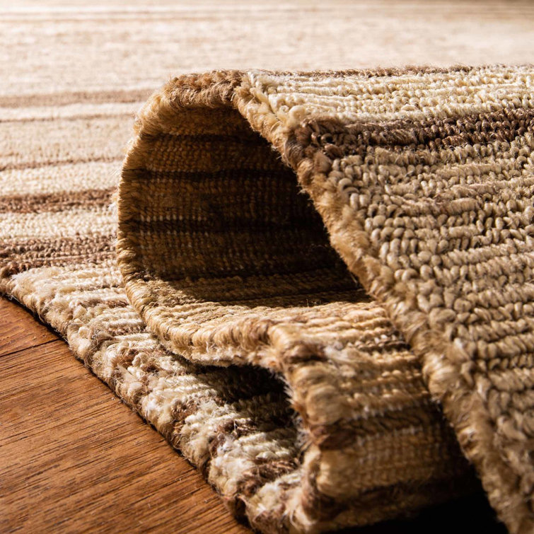 Tobacco Stripe 9' x 12' Hand-Knotted Wool and Cotton Area Rug