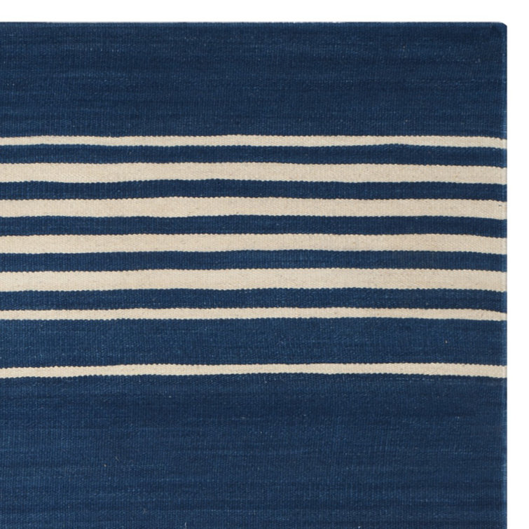 Pacific Stripe Handwoven Wool 8' x 10' Minimalist Area Rug