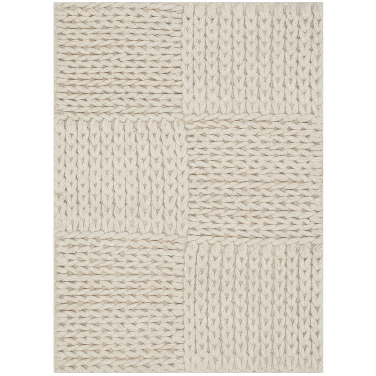 Braided Handmade Stripe Wool-Cotton Blend Rug, 4' x 6', Cream