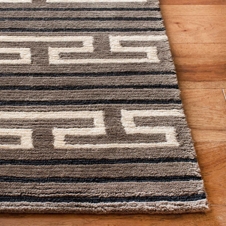 Evening Brown Multi-Stripe Hand-Knotted Wool Rug 4' x 6'
