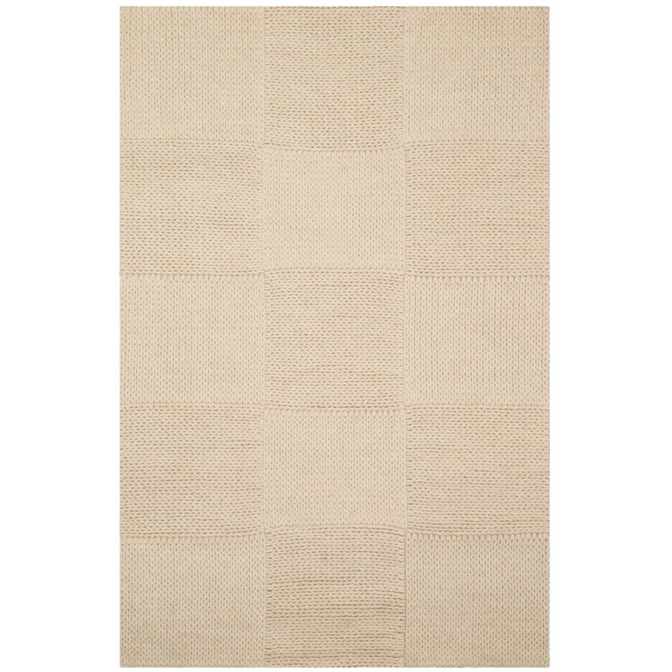 Braided Handmade Stripe Wool-Cotton Blend Rug, 4' x 6', Cream
