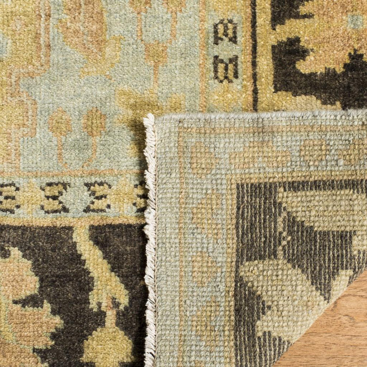 Elegant Oushak Light Blue Hand-Knotted Wool Area Rug, 9' x 12'