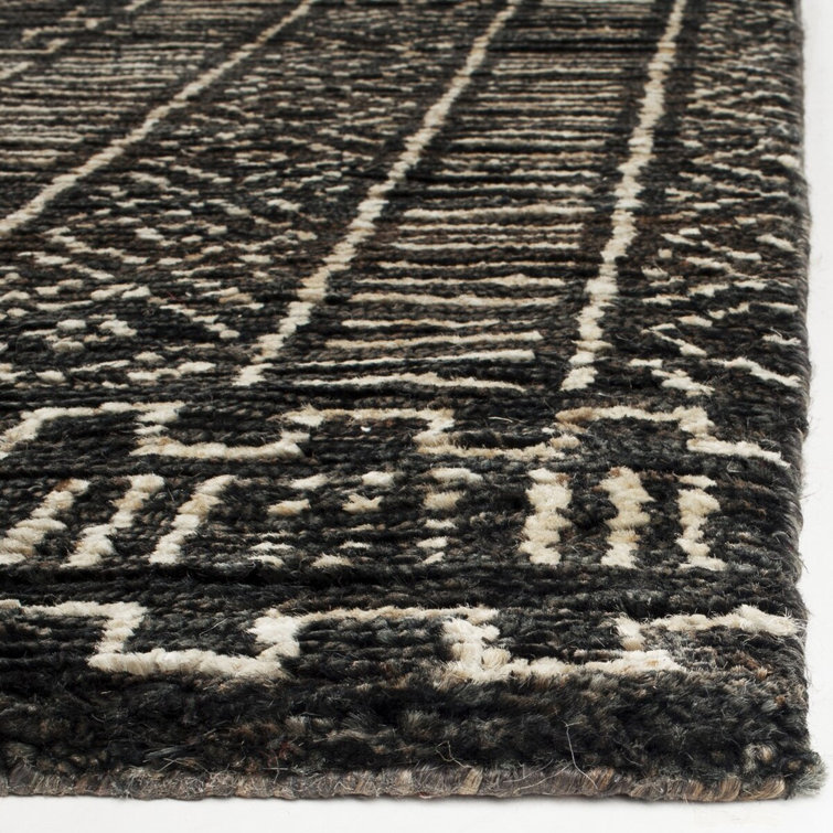 Night & Cream Tribal-Inspired Hand-Knotted Wool-Blend 9' x 12' Rug