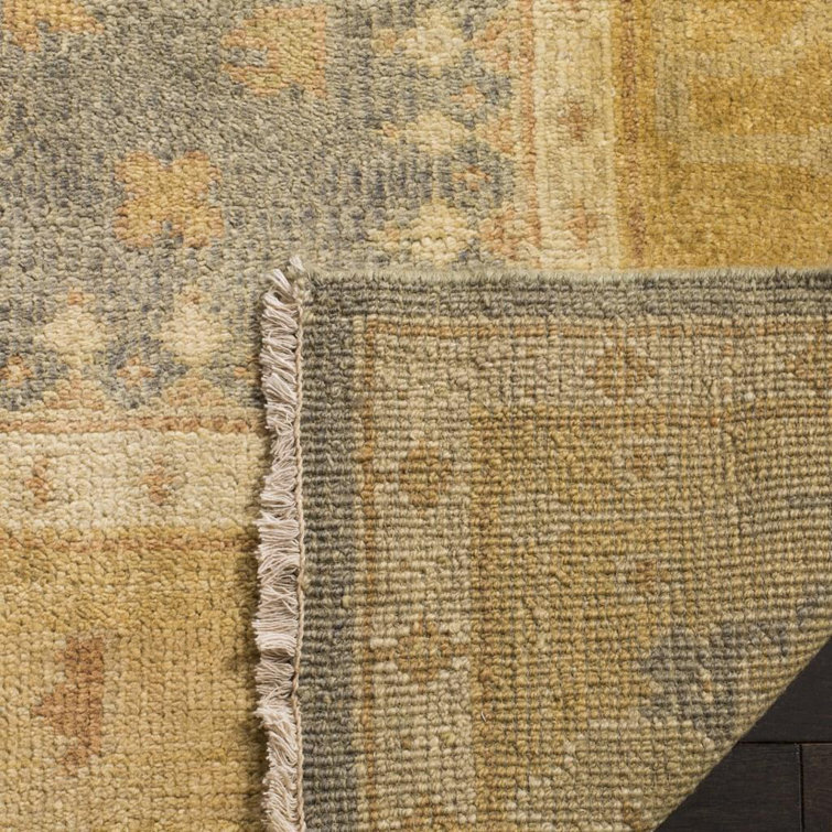 Oushak Hand-Knotted Wool Grey and Gold 8' x 10' Area Rug