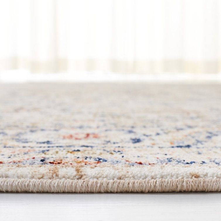 Ivory Elegance 84'' Square Hand-Knotted Synthetic Area Rug
