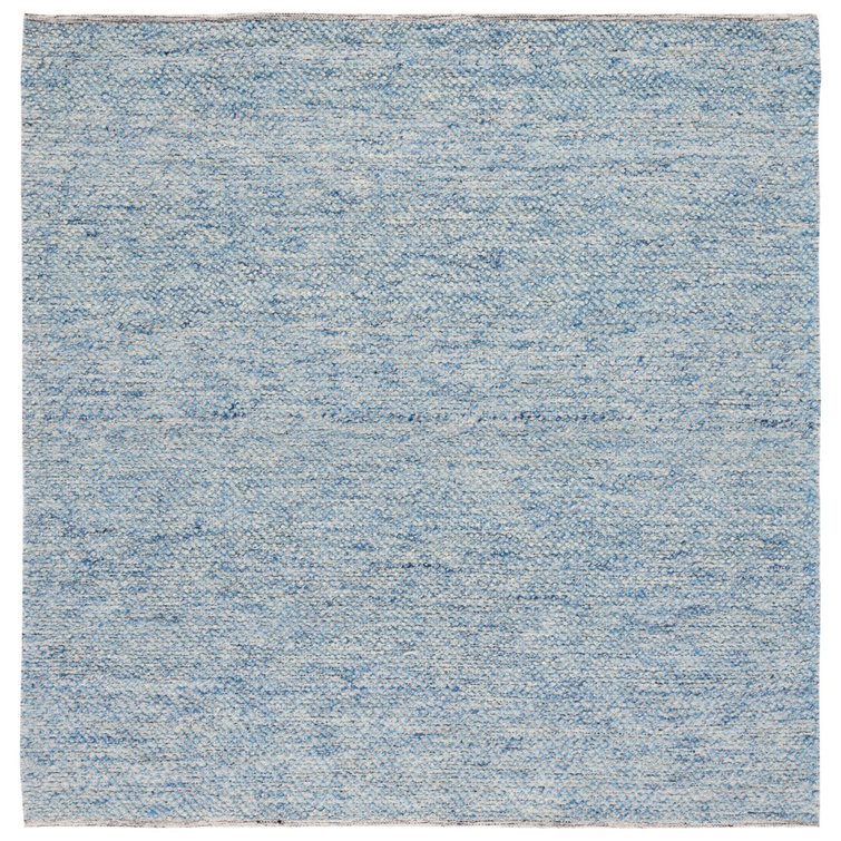 Eleanora Hand-Knotted Blue Wool & Viscose 7' Square Trellis Rug