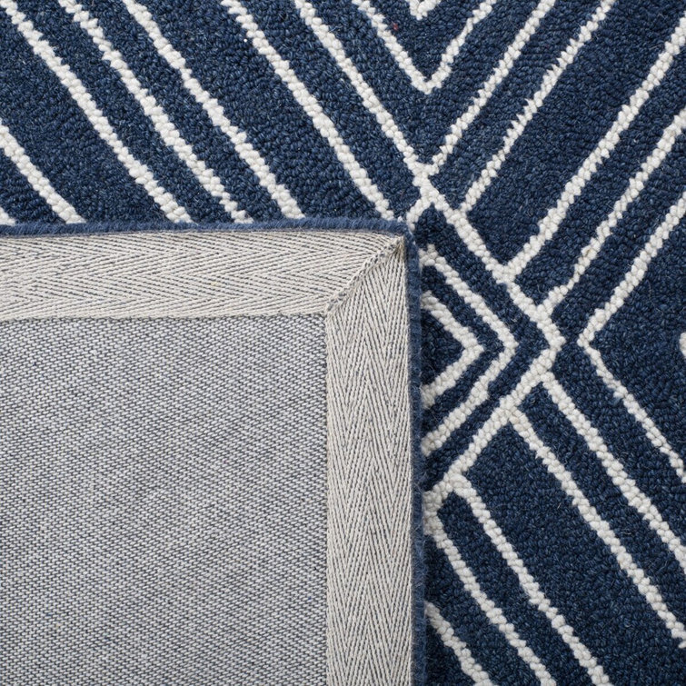 Handmade Indigo Geometric Wool Tufted Rug 8' x 10'