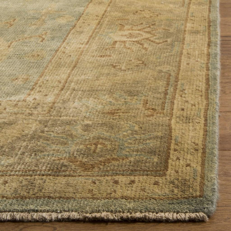 Elysian Light Blue Hand-Knotted Wool 9' x 12' Rectangular Rug