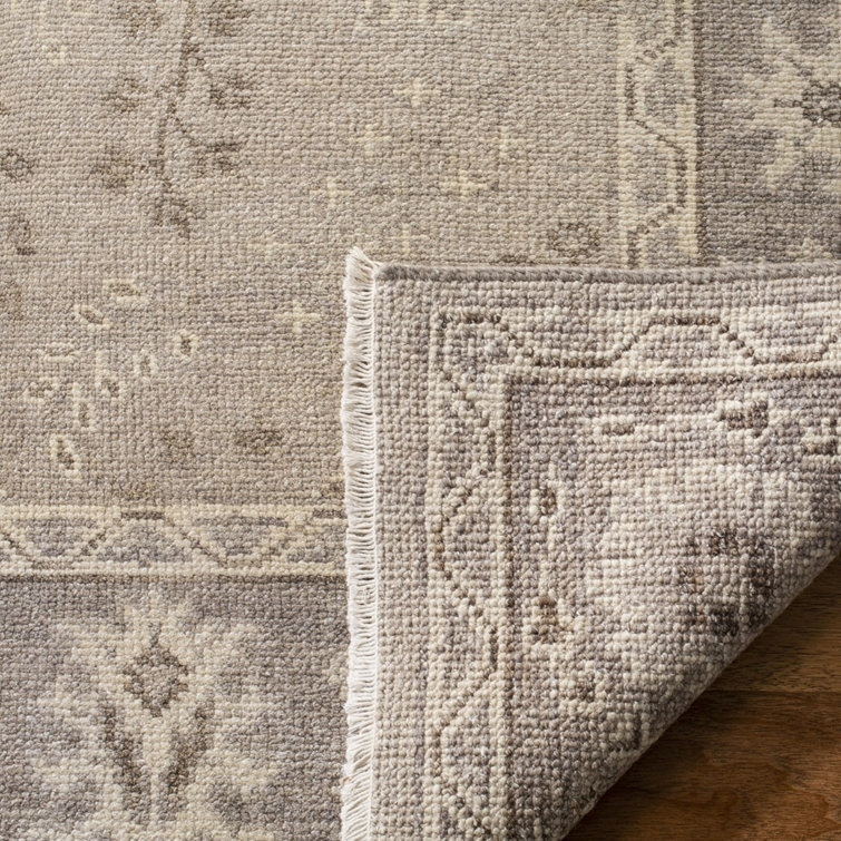 Elegant Oushak Hand-Knotted Wool Area Rug in Gray, 6' x 9'