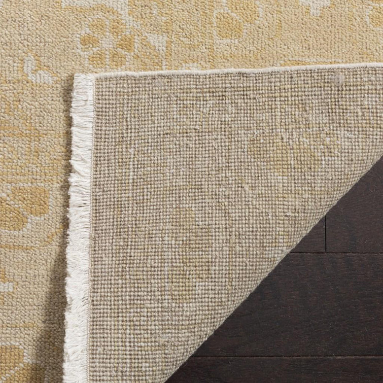 Oushak 6' x 9' Beige Hand-Knotted Wool Area Rug