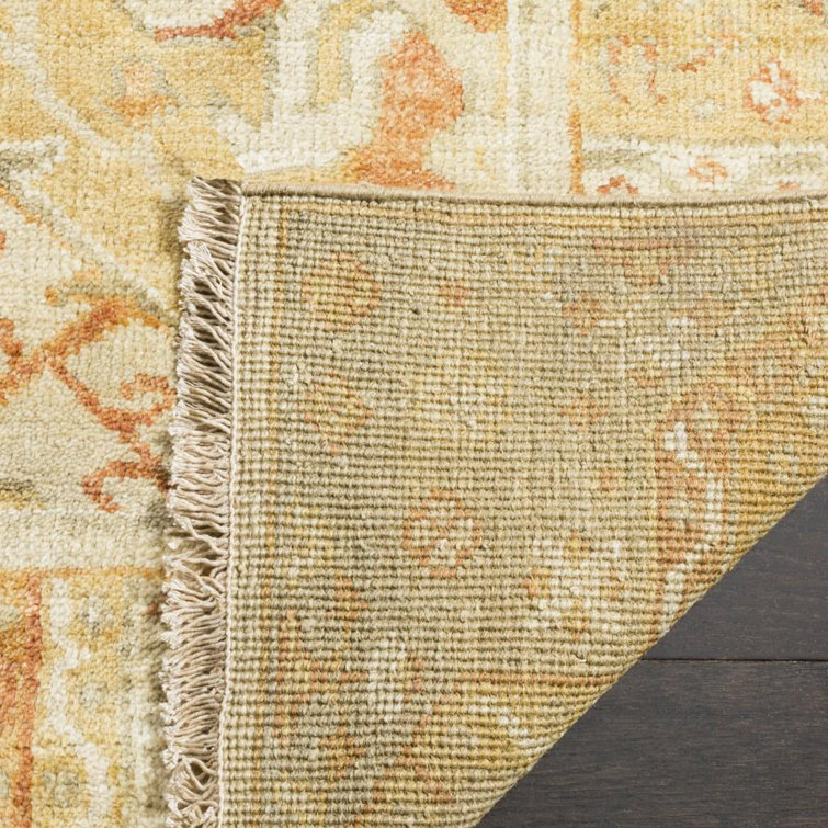 Traditional Oushak Gold and Brown Wool 6' x 9' Area Rug