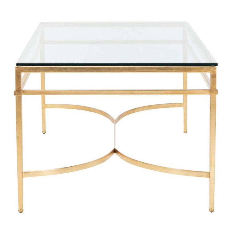 Abelard Rectangular Gold Glass Cocktail Coffee Table