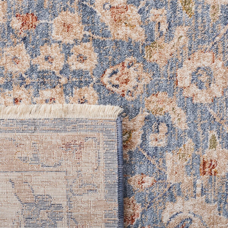 Helena Ivory & Blue Hand-Knotted Synthetic Area Rug